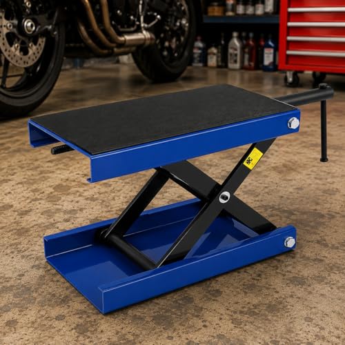 Stark USA 1,100LBS Wide Deck Motorcycle Scissor Jack Lift ATV Center Crank Hoist Dirt Bike Repair Stand Mobile Motorcycle Jack (1100LBS)