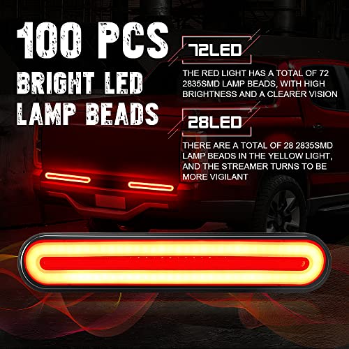 100 LED Trailer Tail Lights, 2835SMD Bright LED Stop/Brake/Sequential Turn Signal Light Bar, Waterproof, DC12-30V - color: Amber&Red