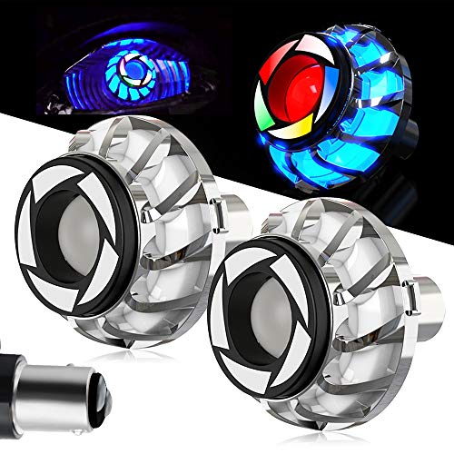 1.9inch Motorcycle Tail Light with Turn Signals BAY15D 1157 LED Bulbs with RGB Ange Eye.(2-Pack). - color: RGB-BAY15D