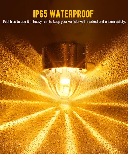Partsam 1x Glass Watermelon Light Single-Face Amber LED Turn Signal Marker Light, Zinc Alloy Housing Amber Lens Post Mount for Peterbilt Freightliner Semi Truck Trailer, 12V - color: AmberLensAmberLights