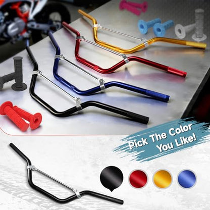 JRL 7/8" Pitbike Handlebars For Motorcycle ATV Mini bike Pit Dirt Bike Mid-Rise Handle Bars Offroad Black - color: Black