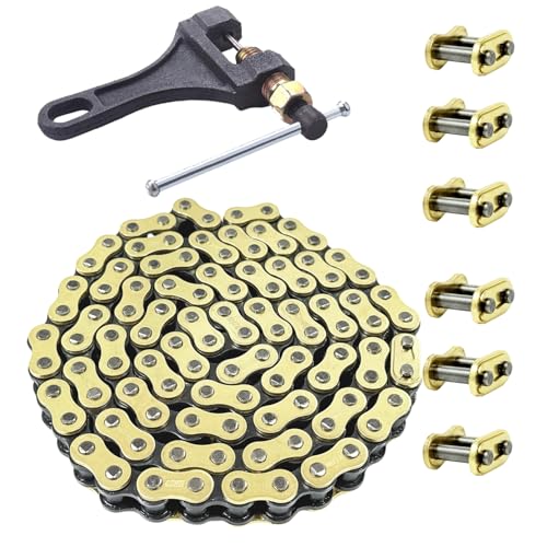 428H Chain 130 Links & Chain Breaker with 6pcs Connecting Master Link Fit for 110cc 125cc 150cc 200cc 250cc Dirt Bike ATV Pit Bike Scooter - size: 130 Links