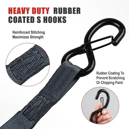 AWELCRAFT Retractable Ratchet Straps 4 Pack,Heavy Duty 1In x 12 Feet 1500lb Break Strength,Auto Self Retracting Tie Down,S-Hook with Safety Clips for Trucks,Cargo,ATV,Motorcycle