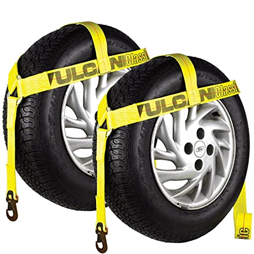VULCAN Wheel Lift Harnesses with Snap Hooks - Bonnet Style - 2 Pack - Classic Yellow - 1,600 Pound Safe Working Load - size: Classic Yellow