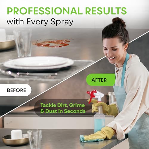 BRIGHTFROM Plastic Spray Bottle, 16 OZ Empty, Adjustable Trigger Spray Fine to Stream - Leak Proof, Clear, Refillable, Heavy Duty for Hair Salons, Cleaning, Cooking (Household/Commercial)