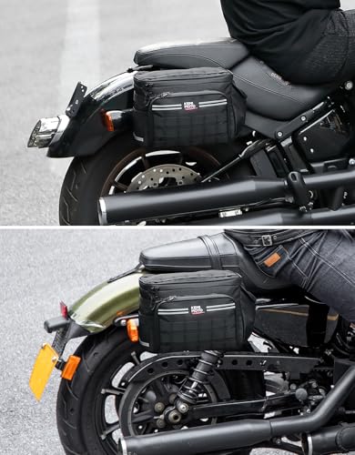 KEMIMOTO Motorcycle Saddlebags 15L(7.5Lx2) with Quick-Release Brackets, Universal Fit for Softail Dyna Sportster Cruiser with Waterproof Zipper & Rain Cover Side Panniers for Commuting Weekend Trips - size: 15L