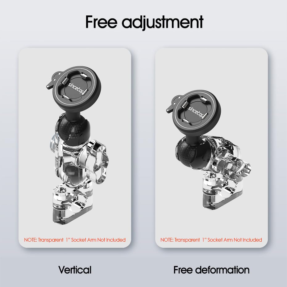 sincetop Universal 1” Ball Motorcycle Phone Mount,Quick Release Motor Bike Smartphone Holder 【Series C - 2nd Gen】 Double Socket Arm not Included - size: 【Gen2】Mount