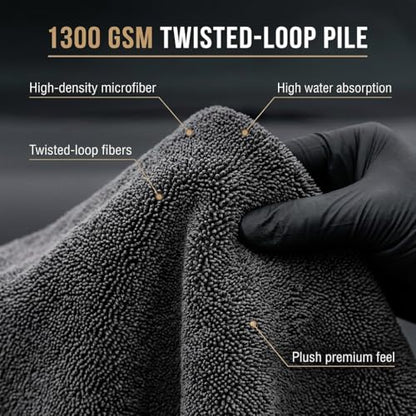 Twisted Microfiber Towel, Premium Microfiber Towels for Cars, Car Drying Towel, Ultra Absorbent Quick Dry Towel, Drying Cloths Auto Detailing for Streak Free Auto Finish