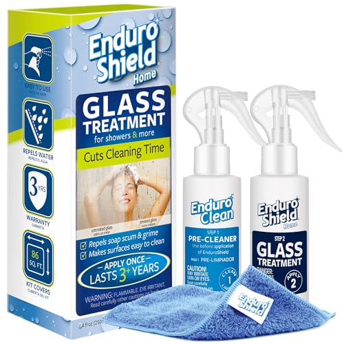 EnduroShield Glass Treatment Kit - Advanced Protection for Glass Surfaces - Repels Soap Scum, Grime & Dirt Without Harsh Chemicals - 4.2 fl oz - size: 4.2 Fl Oz (Pack of 1)