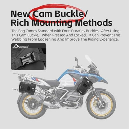Rhinowalk Motorcycle Crash Bar Bag Waterproof Expandable Saddlebag with Secure Mounting Shoulder Strap (1pc)