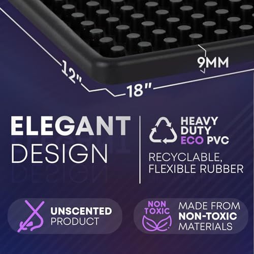 Rubber Bar Mat 18×12" Premium Countertop Mat for Coffee Bar, Home Bar & Kitchen, Durable 1cm Thick Rubber Drink Mat with Textured Surface That Helps Reduce Slipping, Black Bar Spill Mat - size: 18x12"