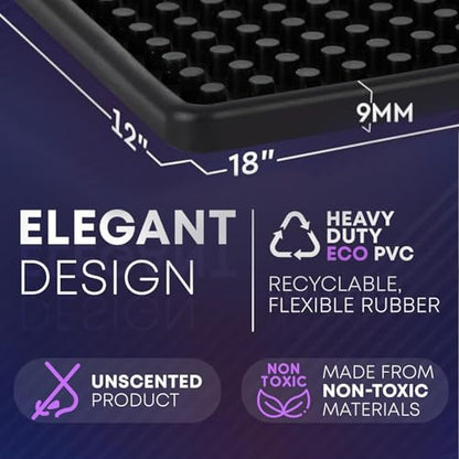 Rubber Bar Mat 18×12" Premium Countertop Mat for Coffee Bar, Home Bar & Kitchen, Durable 1cm Thick Rubber Drink Mat with Textured Surface That Helps Reduce Slipping, Black Bar Spill Mat - size: 18x12"