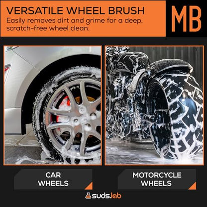 Sudslab Mini Wheel Cleaning Brush – Durable Multipurpose Rim Brush for Cars, Trucks, Motorcycles, Bicycles, Boats, Rims, Exhaust Tips, – Mini Design, Dense Bristles, All Surface Cleaner - size: Mini