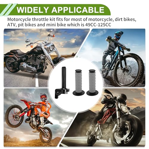 22mm Throttle Grip with 120cm White Throttle Cable 1 Pair of Convex Black Handlebar Covers Plastic Aluminum Alloy Motorcycle Throttle Grip Black - color: Black