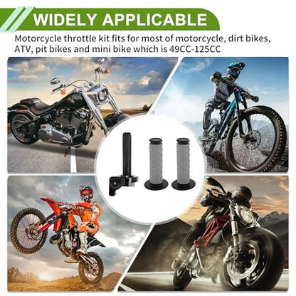 22mm Throttle Grip with 120cm White Throttle Cable 1 Pair of Convex Black Handlebar Covers Plastic Aluminum Alloy Motorcycle Throttle Grip Black - color: Black