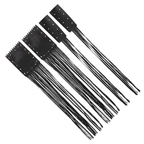 Qqmora Motorcycle Handlebar Tassel Cover Fashionable Fringe Style Design Soft Leather Grips Universal Fit for Cruiser Chopper Bobber Custom Synthetic Leather Black 2pcs