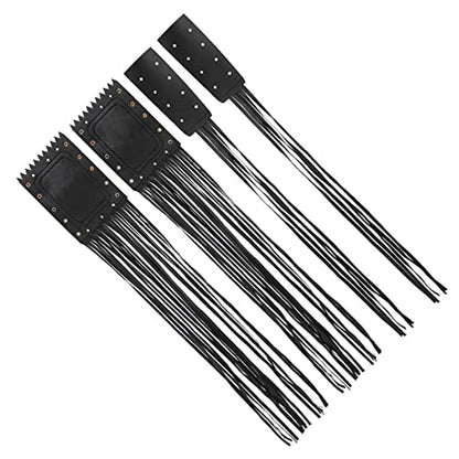 Qqmora Motorcycle Handlebar Tassel Cover Fashionable Fringe Style Design Soft Leather Grips Universal Fit for Cruiser Chopper Bobber Custom Synthetic Leather Black 2pcs