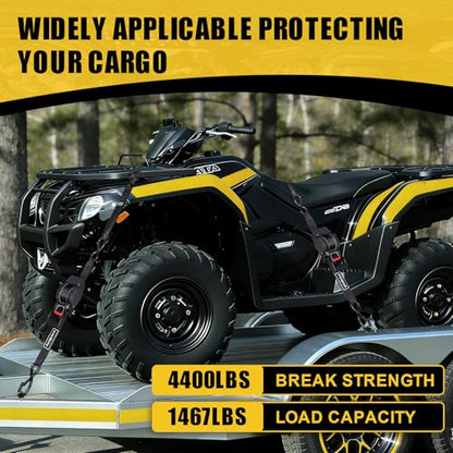 Ayaport Retractable Ratchet Straps 1.75in X 10ft, 4400lbs Break Strength, Heavy Duty Ratchet Straps Self Retractable Tie Down Straps with Hook & Soft Loops for Motorcycle, Cargo Trailer, Truck, 1PK - size: 1.75"x10'-1pc