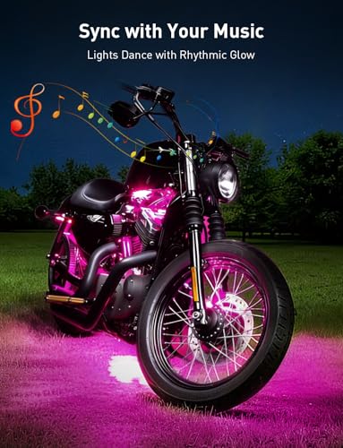 10PCS RGB Motorcycle LED Underglow Lights Kit with App Control Fits Harley Davidson Honda Kawasaki Suzuki - size: 10PCS