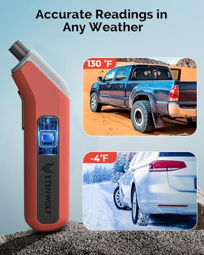 ETENWOLF T300 Digital Tire Pressure Gauge 3-200 PSI, Industrial Tire Gauge Calibrated to ANSI B40.7 Grade 2A(Plus-Minus 0.5%), Replaceable AAA Batteries (Vivid Orange) - color: Vivid Orange