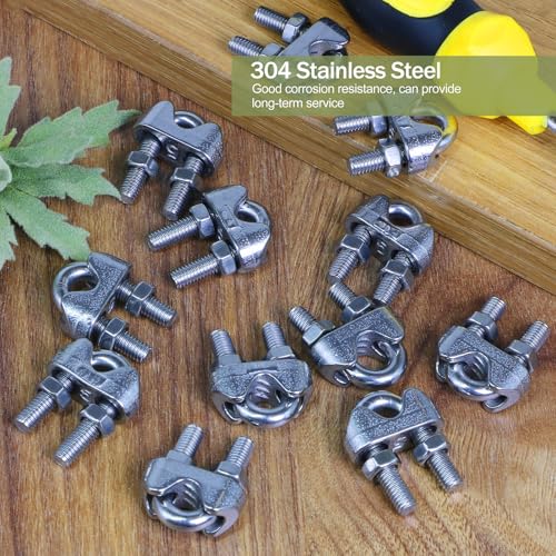 12pcs M5 Wire Rope Clamp, 3/16 inch Cable Clamps Stainless Steel Wire Rope Clips - size: M5