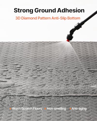 VEVOR Rubber Flooring Roll, 4 x 15 ft SBR Diamond-Plate Rubber Mat, 3mm Thickened, Easy to Clean, Customizable Size, Non-Slip Floor Protector Mat for Under Cars, Garage, Warehouse, Industry Gym, Black - size: 4 ft x 15 ft