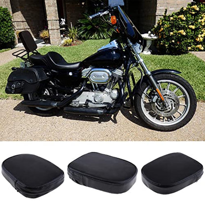 Universal Motorcycle Black Rectangular Synthetic Leather Rear Sissy Bar Backrest Cushion Pad for Harley