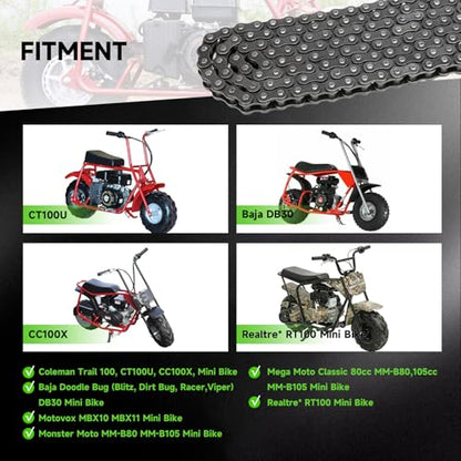 35 Chain 140 Links Chain Breaker Kit for Mini Bike Coleman CT100U CC100X Baja DB30 Blitz Racer Motovox MBX10 MBX11 Monster Mega Moto 80 105cc Predator 212cc 100cc 97cc Go Kart Minibike Parts