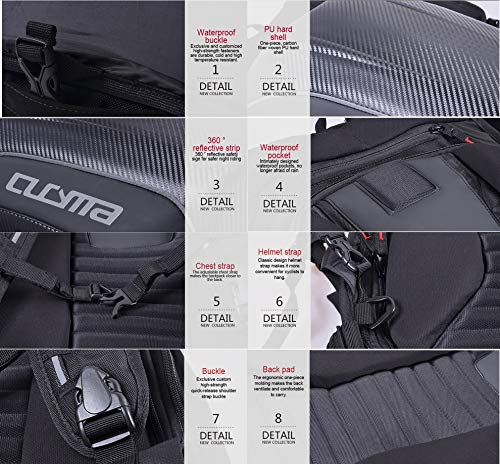 Waterproof Motorcycle Backpack With Reflective Strip Helmet Storage Stealth Holder Carbon Fiber Hard Shell Large Capacity Motocross Racing Riding Turtle Bag Expanded Capacity thickened