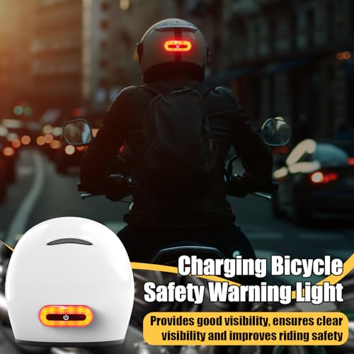 Tujoe 2 Set Motorcycle Bike LED Red Rear Helmet Light Rechargeable Bicycle Safety Warning Helmet Tail Lights with USB Chargeable Cable, Safety Warning Night Lamp for Night Riding - style: 4 Lighting Modes