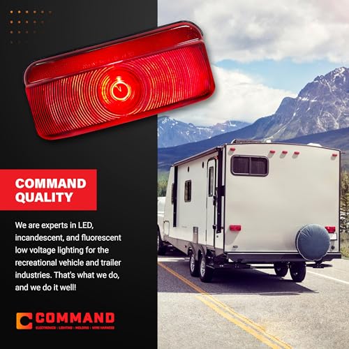 Command Electronics OEM 12V Incandescent RV & Trailer Tail Light - Made in USA - Brake Light with Built-in Reflector - Hardware & Connectors Included | Black Trim (1 Pack) - size: 1 Pack, style: Standard
