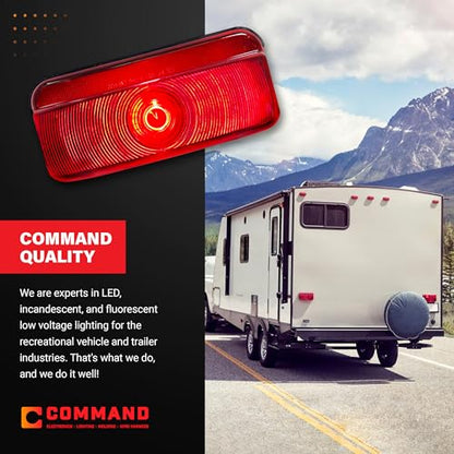 Command Electronics OEM 12V Incandescent RV & Trailer Tail Light - Made in USA - Brake Light with Built-in Reflector - Hardware & Connectors Included | Black Trim (1 Pack) - size: 1 Pack, style: Standard