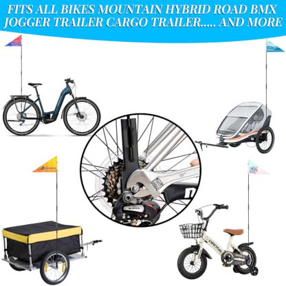 Personalized Bike Safety Flag with Pole - 6-Foot Adjustable Pole, Custom Safety Flag for Kids, Bicycles and Golf Carts (Triangular Flag 2-1PC) - color: Triangular flag 2 - 1PC