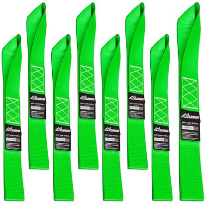 Nilight Soft Loop 1.7”×17" Motorcycle Tie Down Straps Heavy Duty 12000Lbs Max Break Strength for Securing ATV UTV Kayak Moving Cargo (8PK-Green) - color: Green