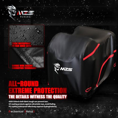 MZS Mobility Scooter Cover, 420D Waterproof Outdoor Protection Electric Scooter Storage Cover Accessories fit up to 48 inch 3 or 4 Wheel Scooters - Vents Night Reflective Buckle Lock-Holes Bag - size: 48 inch Mobility Scooter Size