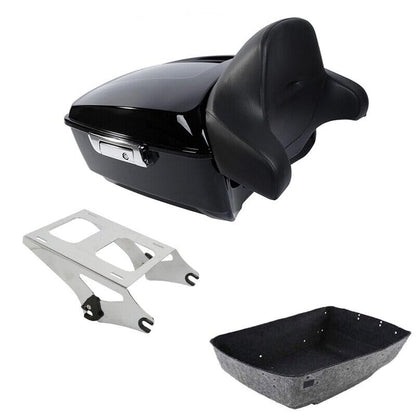 TCMT King Motorcycle Trunk Box Backrest Detachable Mounting Rack Fit For Harley 2014-2025 Touring CVO Road King Road Glide Street Glide Electra Glide Pack - color: Style A Chrome 2 Up Rack#1