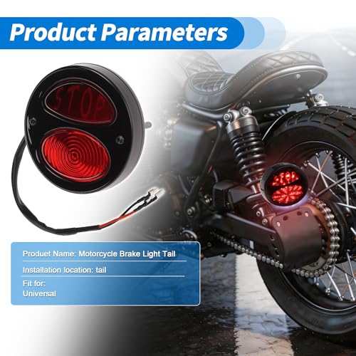 LED Motorcycle Tail Light Brake Turn Signal Black Lamp Housing Waterproof 12V Fit for Universal Red Light (1 Pcs)
