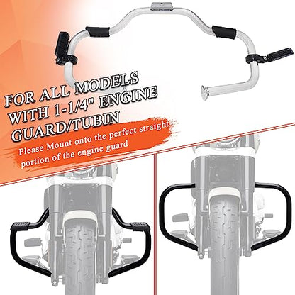 FOVPLUE 1.25" Highway Footpegs, Adjustable Footrest w/Mounting P-Clamps for Harley Touring Softail Dyna Sportster Honda Kawasaki Suzuki Yamaha Indian Victory w/1-1/4" Engine Guard, Gloss Black#3 - color: GLOSS BLACK P-CLAMPS