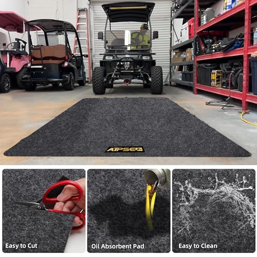 Golf Cart Parking Mat, 9.18 x 4.92 ft Garage Floor Mat, Mechanic Pad for Most Golf Carts/UTV ATV/Motorcycle, Fast Oil Absorbent Waterproof Non-Slip, Prevents Floor Scratch and Stain
