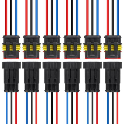 DIANN 6 Sets 3 Pin Connector Waterproof Connector Male and Female Electrical Connector 16 AWG Wire for Car Truck, Boat and Other Wire Connection - size: 3-Pin