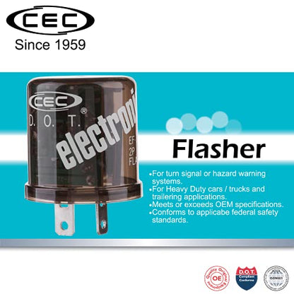 CEC Industries EF32 12V Heady Duty 2-Pin Electronic Flasher Relay for Incandescent Bulbs (1-Pack)