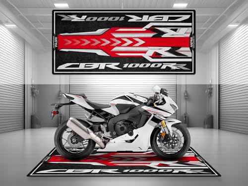 MPM Motorcycle Mat for CBR1000RR Washable Non - Slip Oil & Water Resistant Parking Pitmat for Garage, Showroom, Workshop Use | Pearl White - Size 1: 86.6 x 39.4/220 x 100 cm - color: Pearl White, size: Size 1: 86.6 x 39.4 "/ 220 x 100 cm