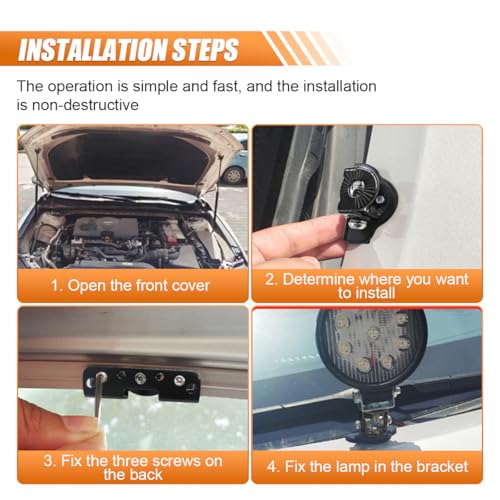 2PCS LED Light Bar Mounting Brackets, Universal Hood Light Mounts, Adjustable Ditch Light Brackets, Work Light Mount Bracket Auxiliary Lighting Accessories for Off Road Truck Car