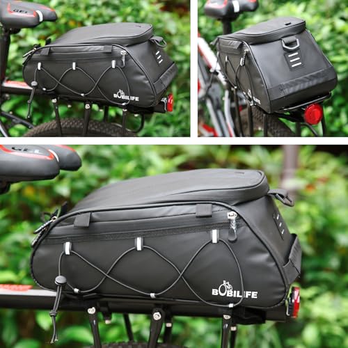 Bike Rear Rack Insulated Trunk Bag - 10L Large Capacity Waterproof Bicycle Travel Expedition Back Rack Seat Cargo Carrier Bag for Bicycle, E-Bike and Motorcycle