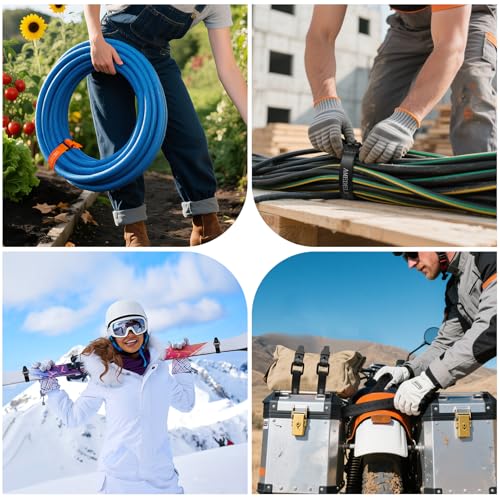 2 Pack Lashing Straps with Buckles,Adjustable Utility Tension Straps,Simple Tie-Downs Straps for Securing Bike Moto Luggage,Garden Hoses,Skis,Wires and Cables,Black,22" - color: Black, size: 22" Length / 2 Pack