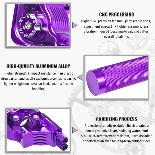 Universal 7/8" Big Twist Throttle Assembly, Dual Push-Pull Cable with Transparent Window for 110-650cc Dirt Pit Bike, Motocross, ATV & Quad, CNC Aluminum Quick Twister Throttle Grip (Purple) - color: Purple
