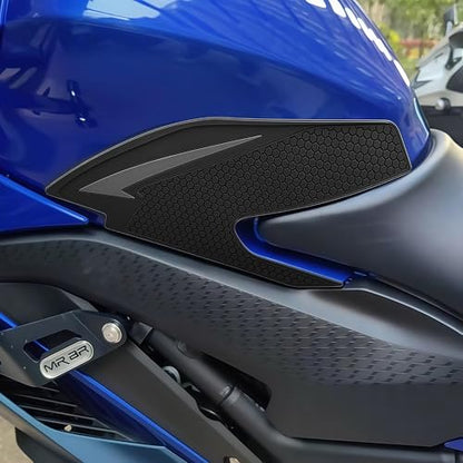 Motorcycle Non-Slip Rubber Gas Tank Pads with Knee Grips - 4-Piece Traction Side Protectors (for Yamaha Vehicle) YZF-R25 YZF-R3 (2019-2025) Fuel Tank Pad (Gray) - color: Gray