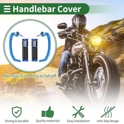 7/8" 22mm 15/16" 24mm Motorcycle Hand Grips Cover Kit Aluminum Alloy Rubber Handlebar End Grips Blue 1 Set - color: Blue