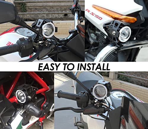 Motorcycle LED Fog Lights U7 Spotlight with High Low Strobe Beam Halo Rings White Central with U7 LED Running DRL Switches Clamps Universal Spotlights Driving Lights 2 Packs - color: Blue