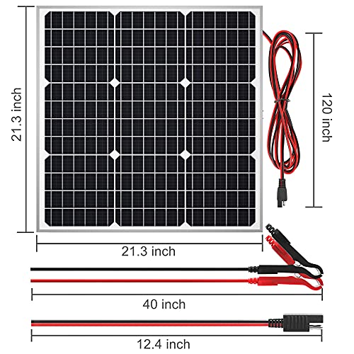 SOLPERK Solar Panel Kit 50W 12V, Waterproof Solar Battery Trickle Charger Maintainer + Waterproof Controller + Adjustable Mount Bracket for Boat Car RV Motorcycle(Without Mounting Bracket) - size: 50W PWM+Load